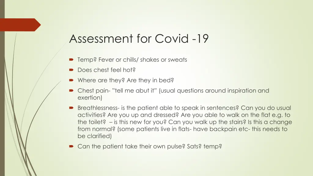 assessment for covid 19