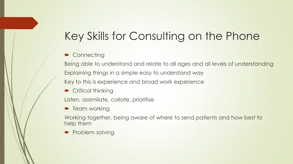 key skills for consulting on the phone