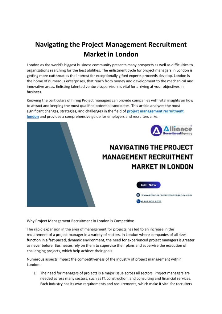 navigating the project management recruitment