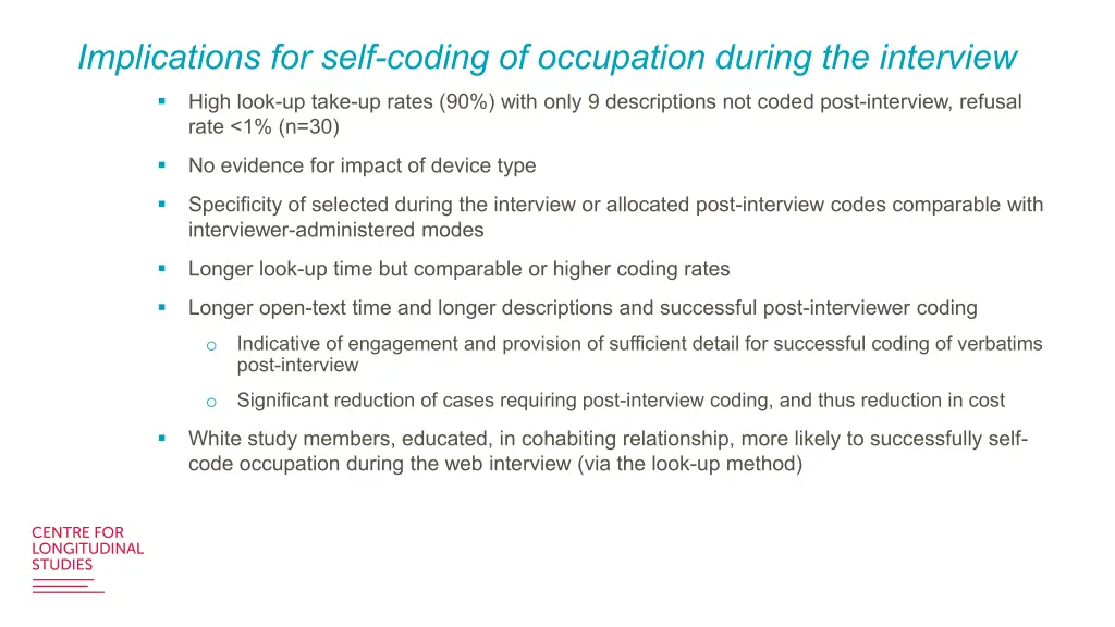 implications for self coding of occupation during