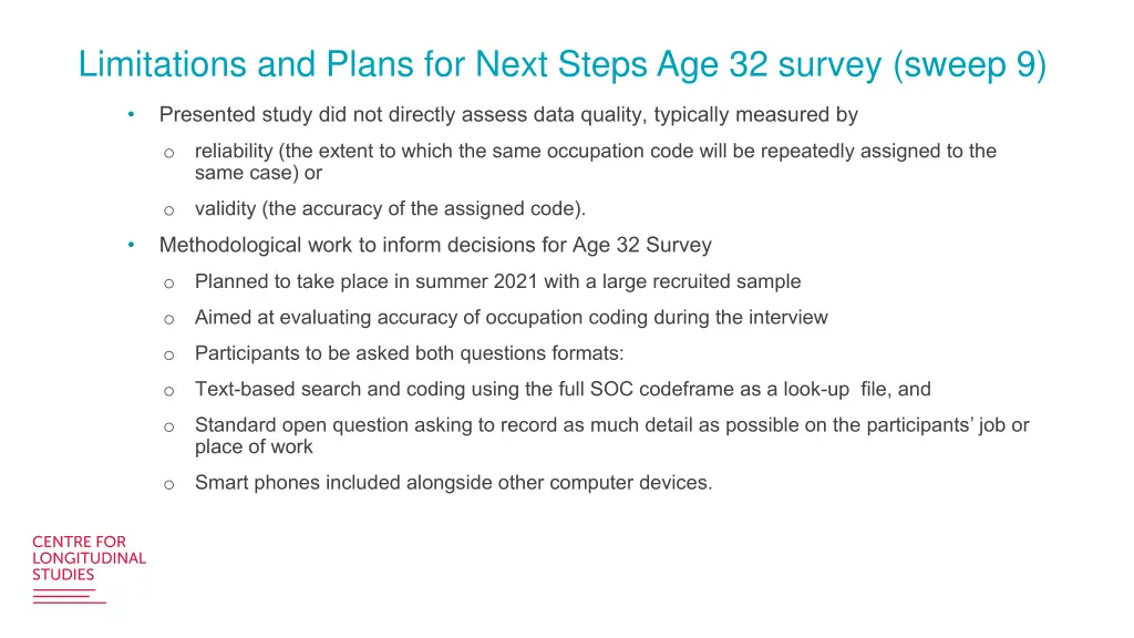 limitations and plans for next steps