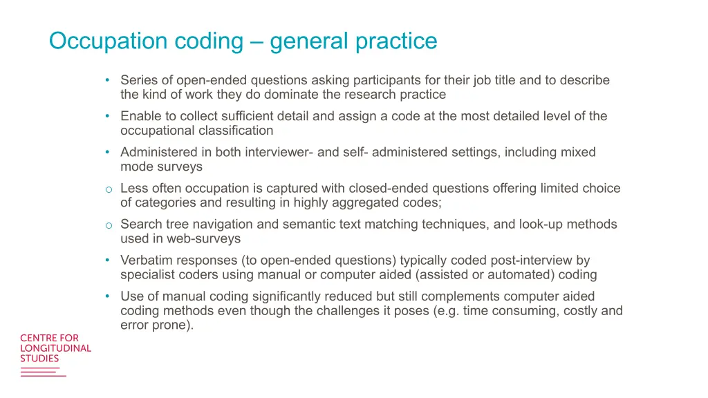 occupation coding general practice