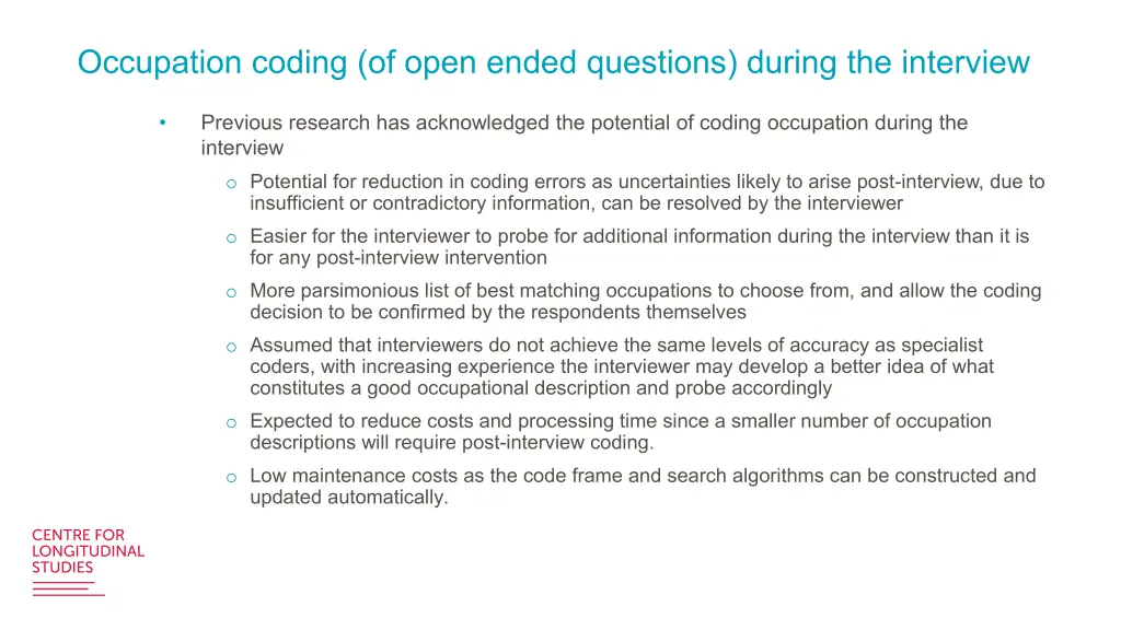 occupation coding of open ended questions during