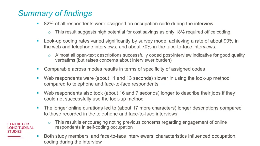 summary of findings