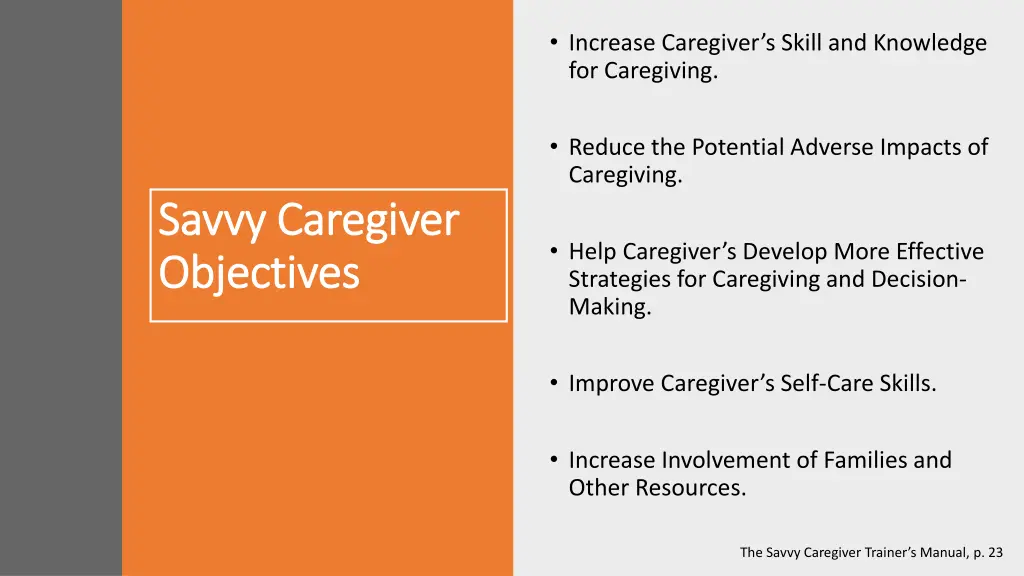 increase caregiver s skill and knowledge