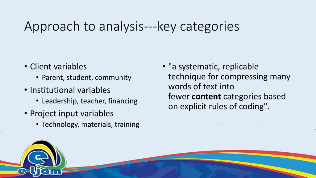 approach to analysis key categories