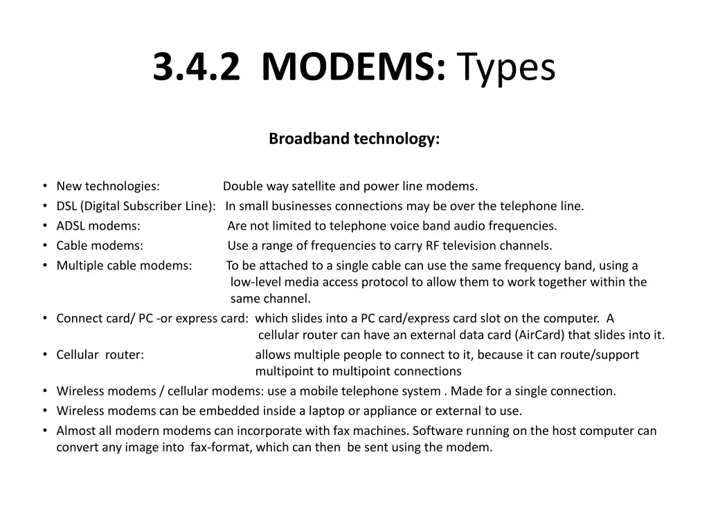 3 4 2 modems types