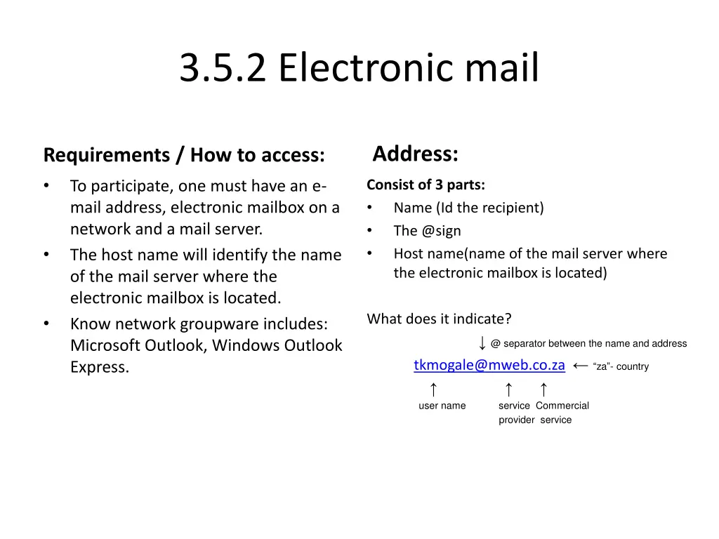 3 5 2 electronic mail