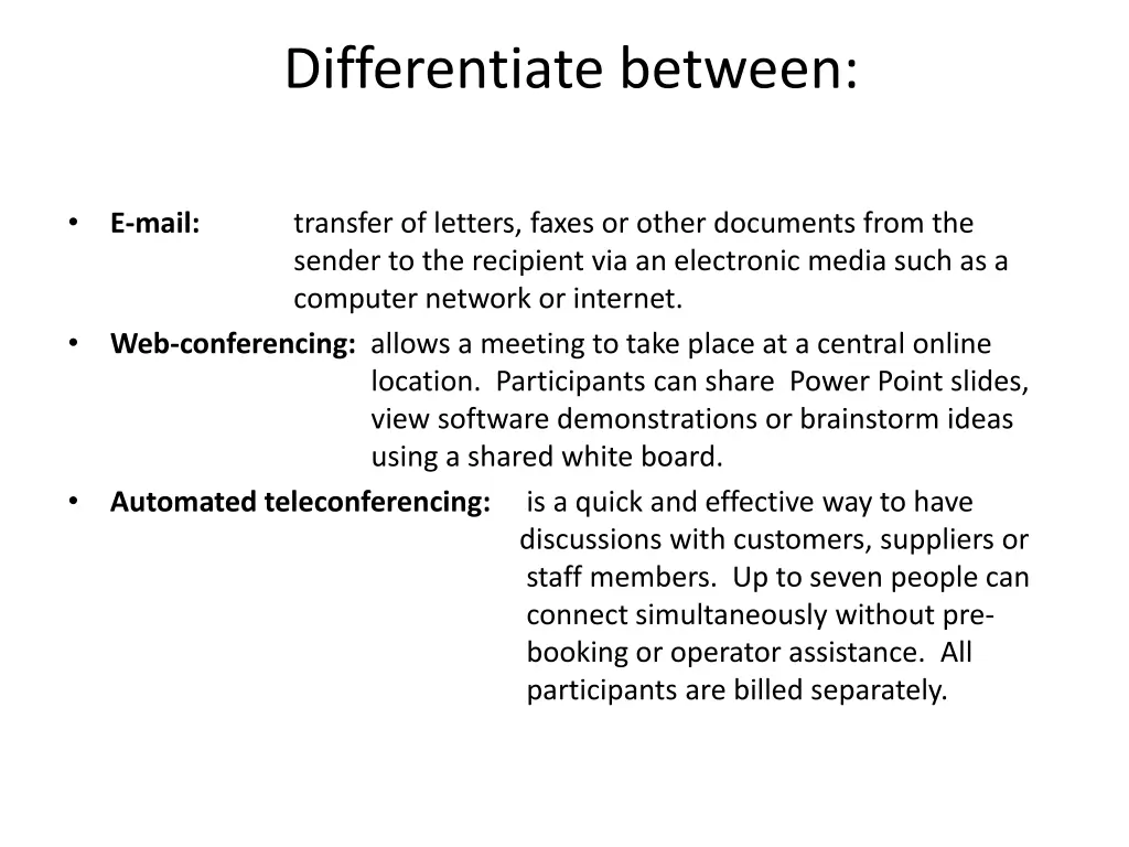 differentiate between