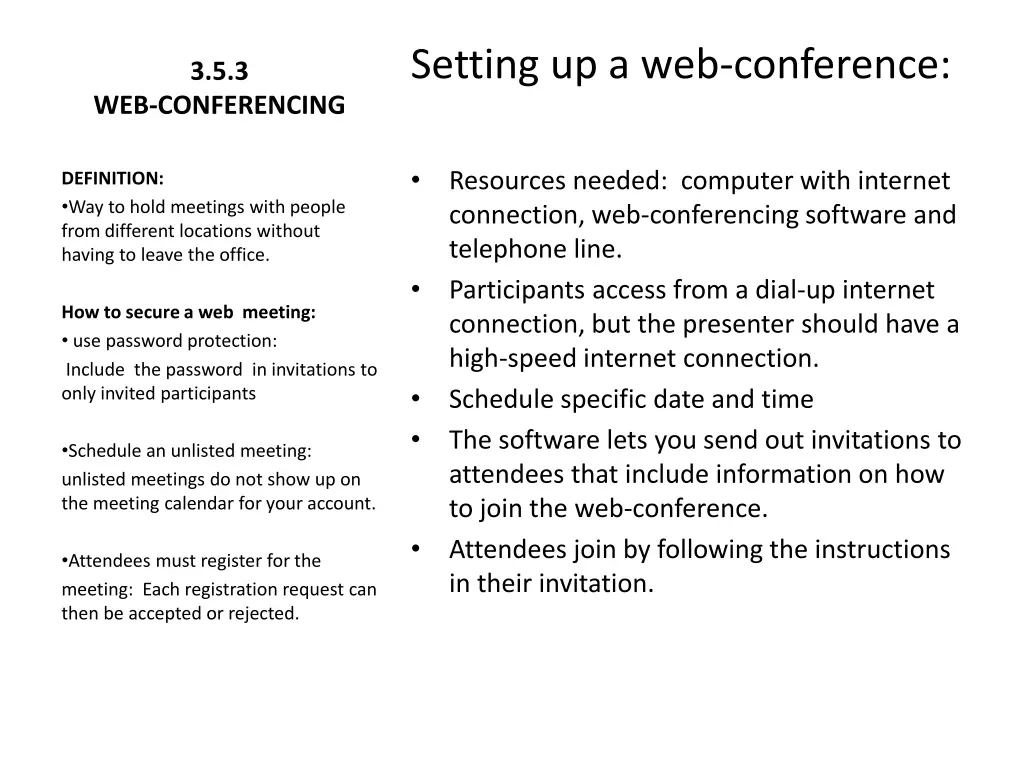 setting up a web conference