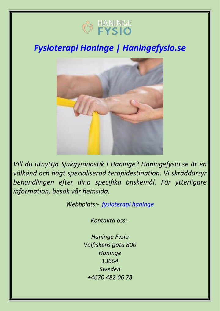 fysioterapi haninge haningefysio se