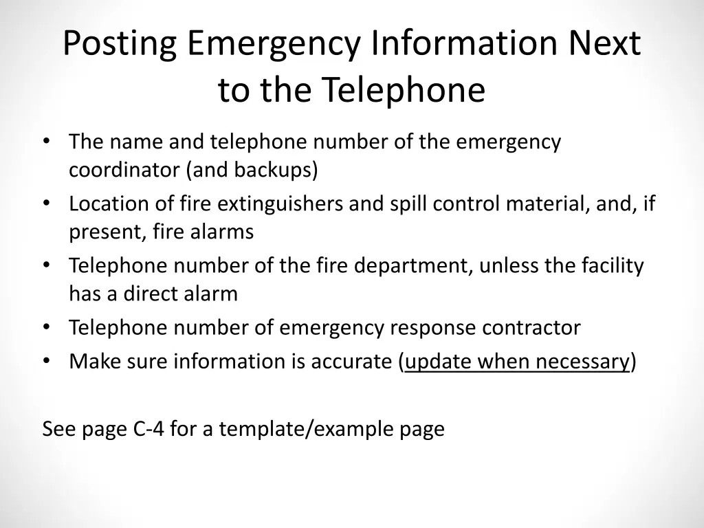 posting emergency information next