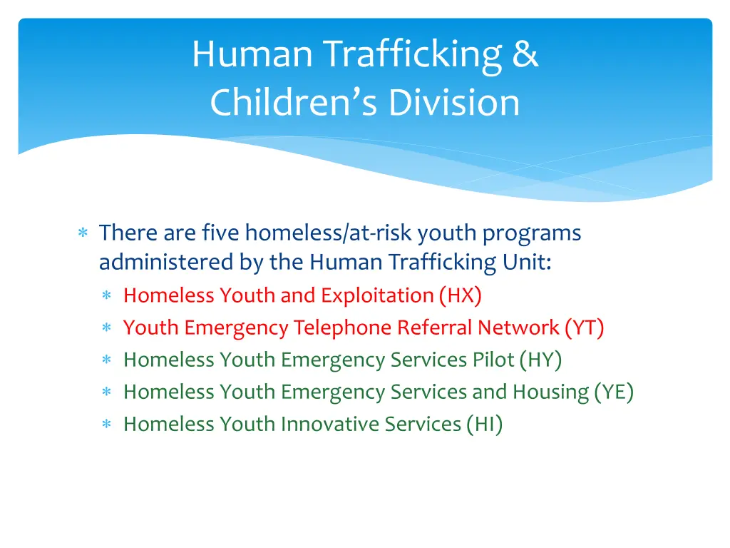 human trafficking children s division