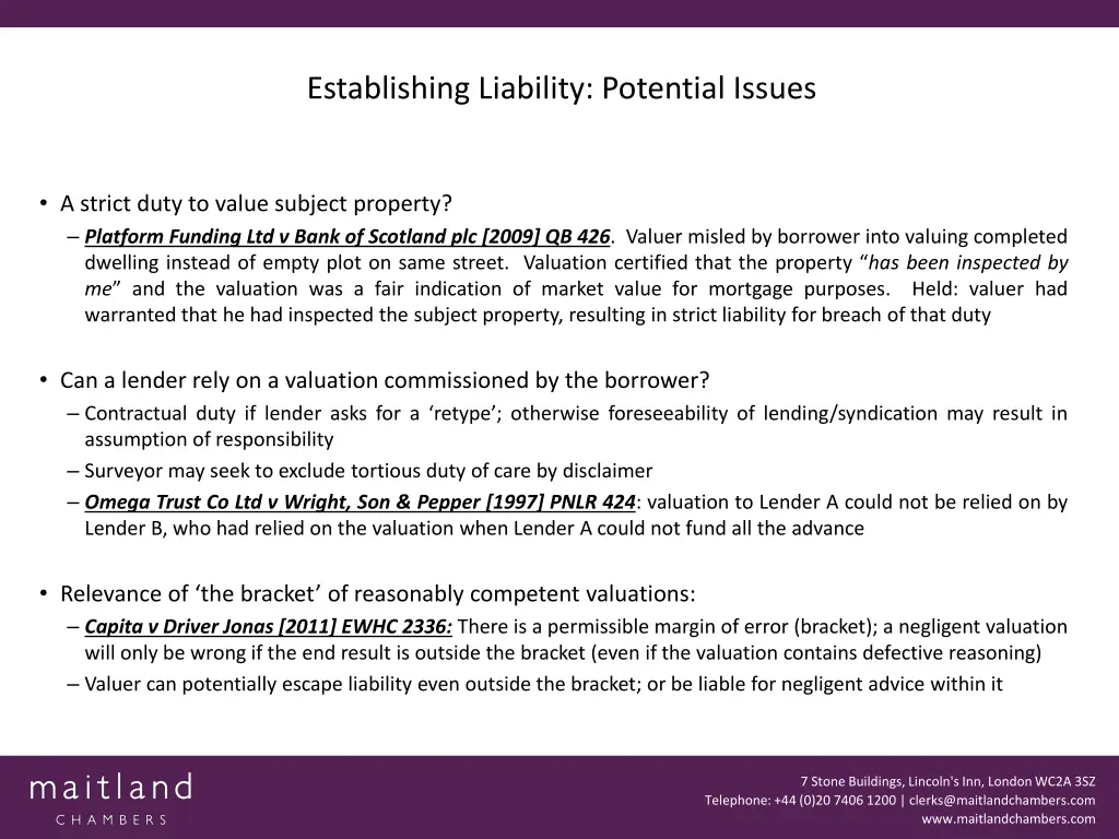 establishing liability potential issues