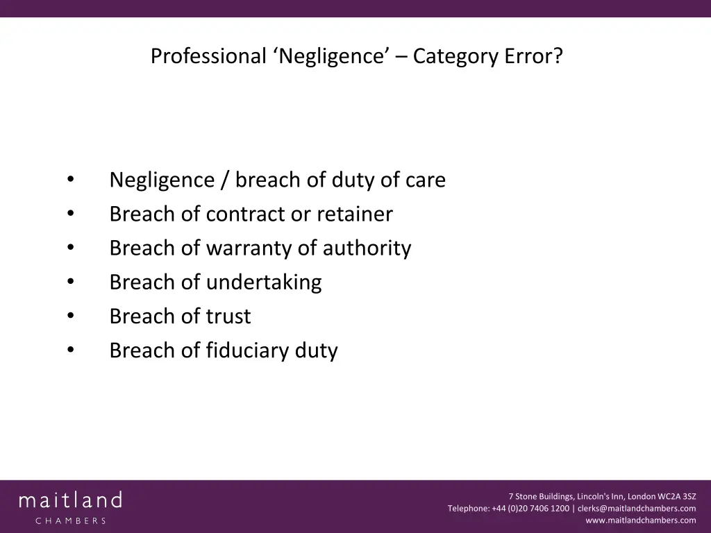 professional negligence category error