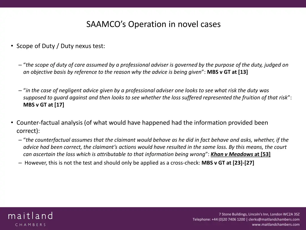 saamco s operation in novel cases