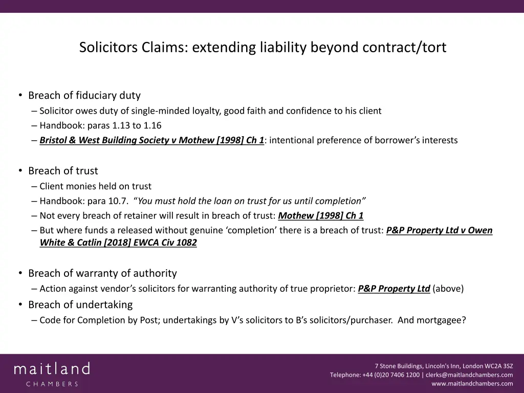 solicitors claims extending liability beyond