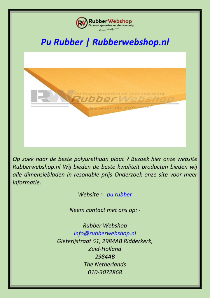 pu rubber rubberwebshop nl