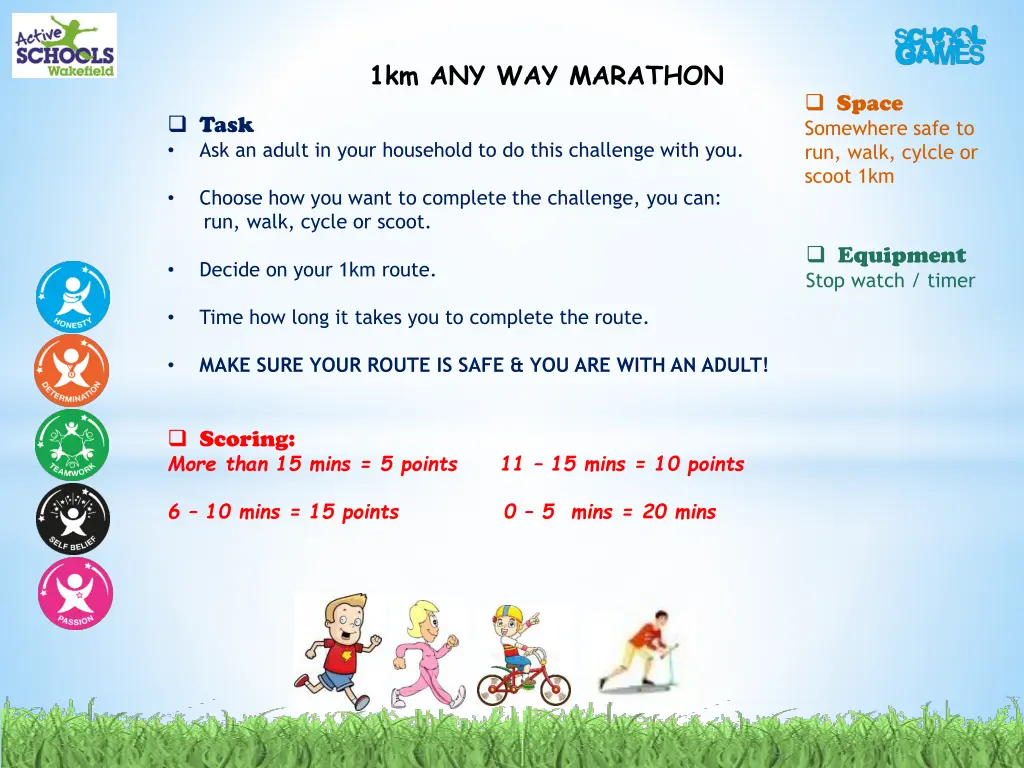 1km any way marathon