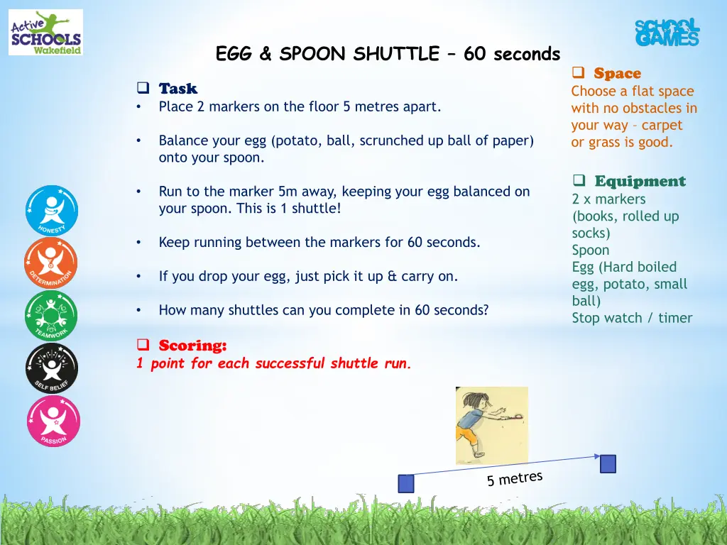 egg spoon shuttle 60 seconds