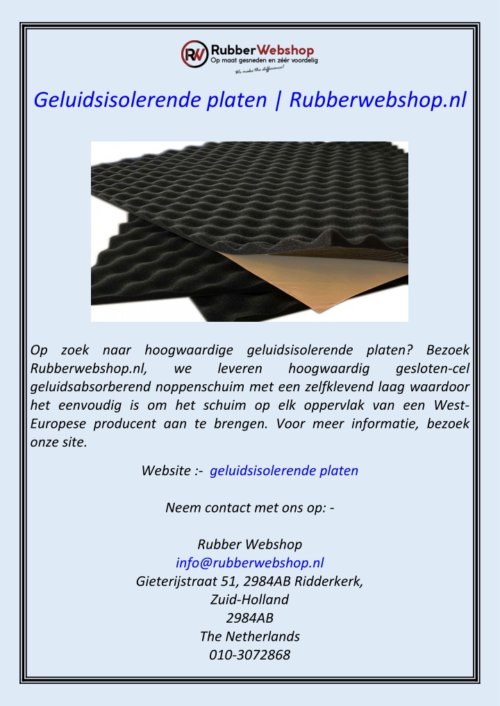 geluidsisolerende platen rubberwebshop nl