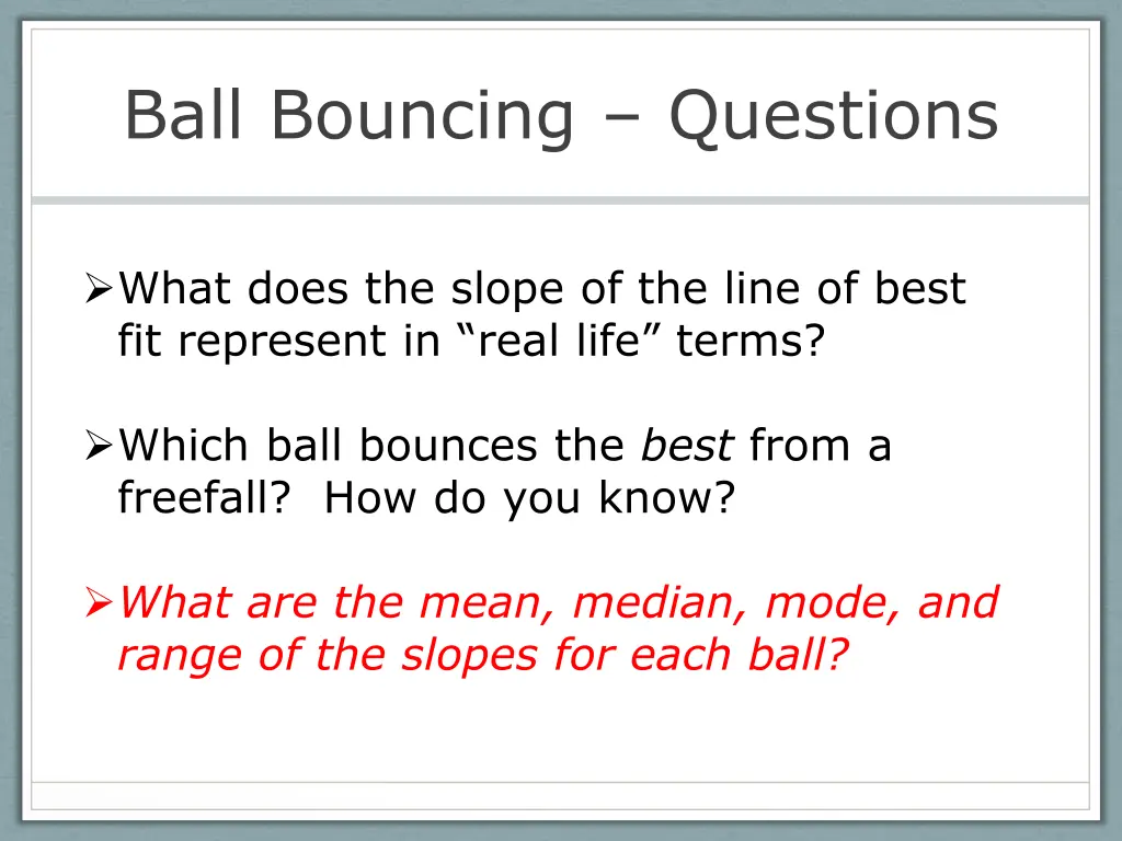 ball bouncing questions