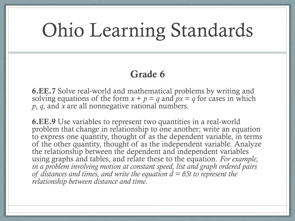 ohio learning standards