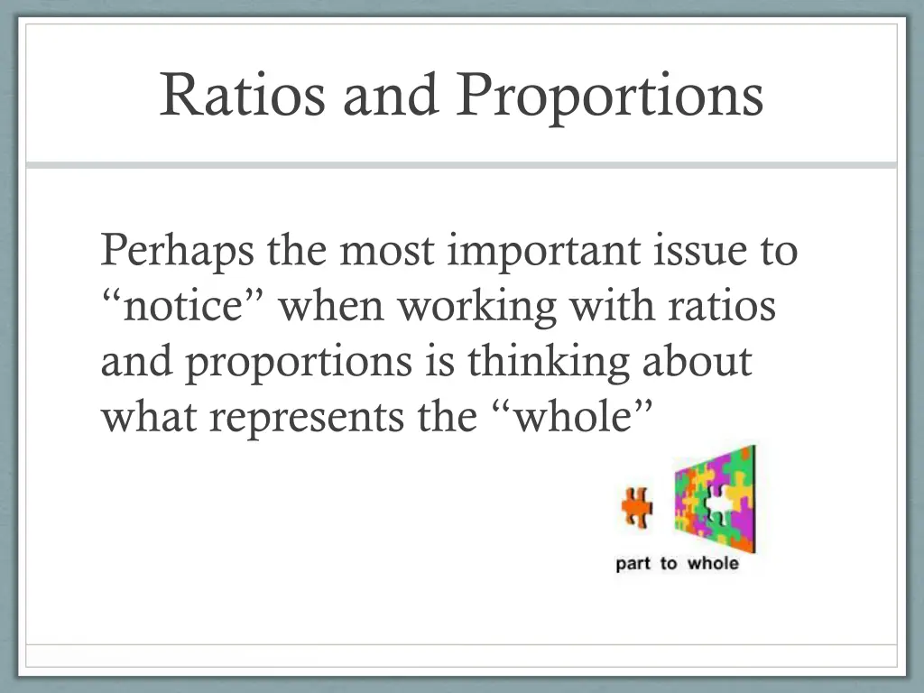 ratios and proportions