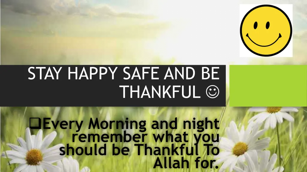 stay happy safe and be thankful