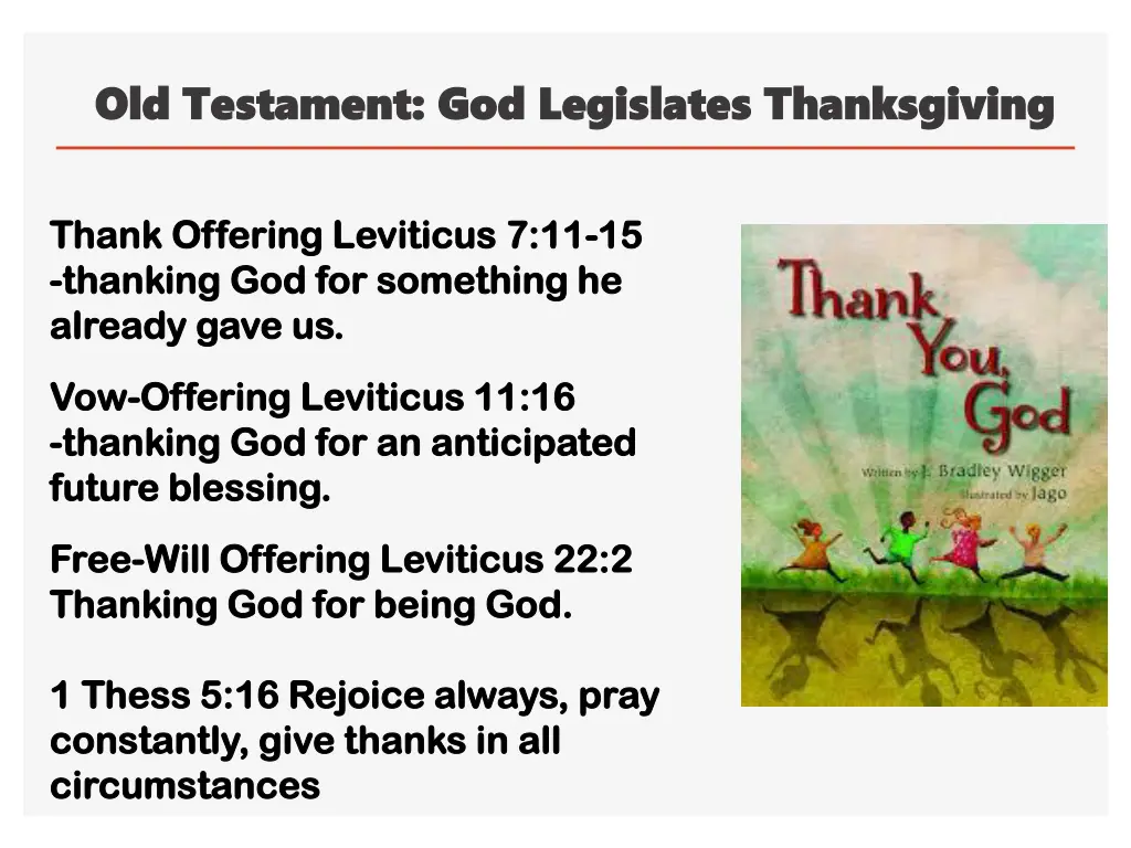 old testament god legislates thanksgiving