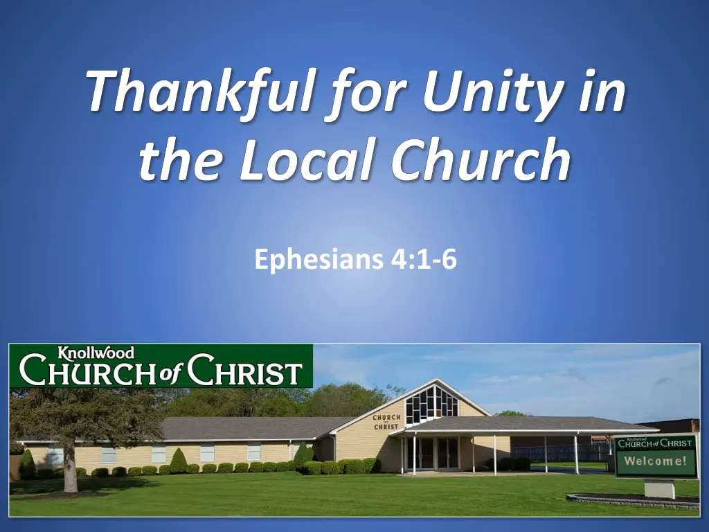 thankful for unity in the local church