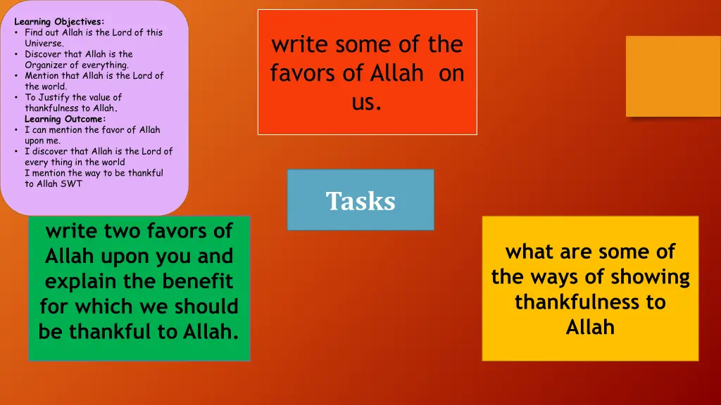 learning objectives find out allah is the lord