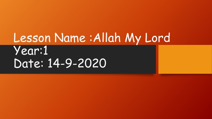 lesson name allah my lord year 1 date 14 9 2020