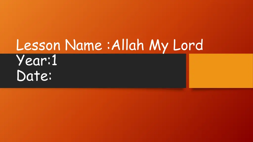 lesson name allah my lord year 1 date