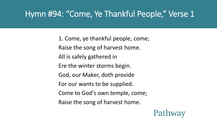 hymn 94 come ye thankful people verse 1 hymn