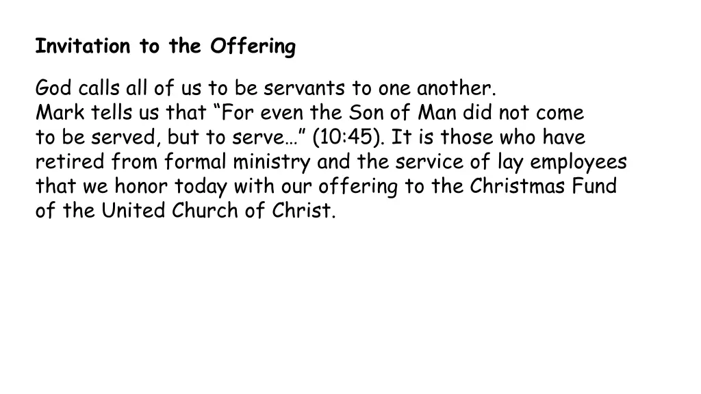 invitation to the offering