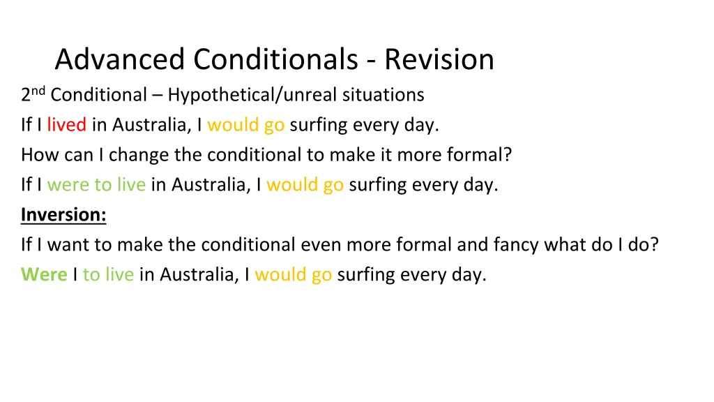 advanced conditionals revision 2 nd conditional 3