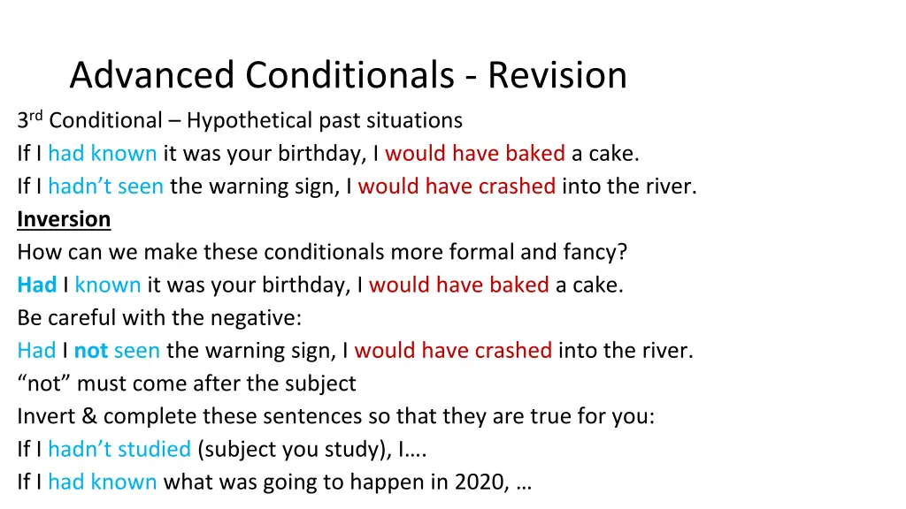 advanced conditionals revision 3 rd conditional 1