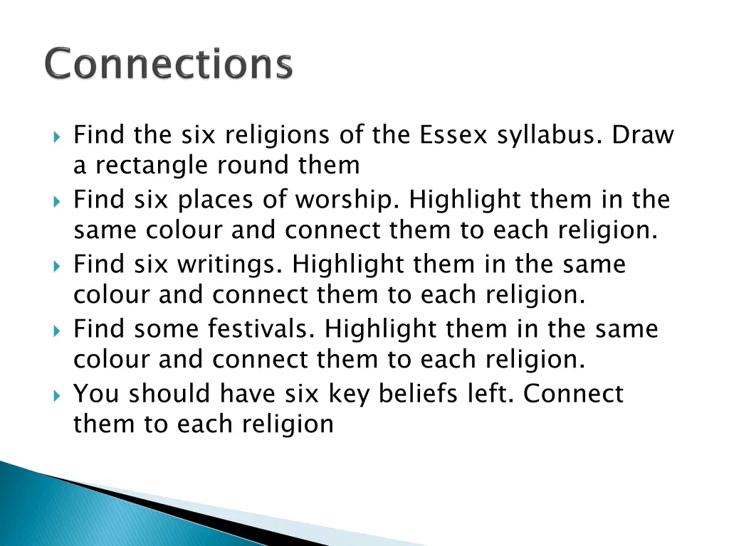 find the six religions of the essex syllabus draw