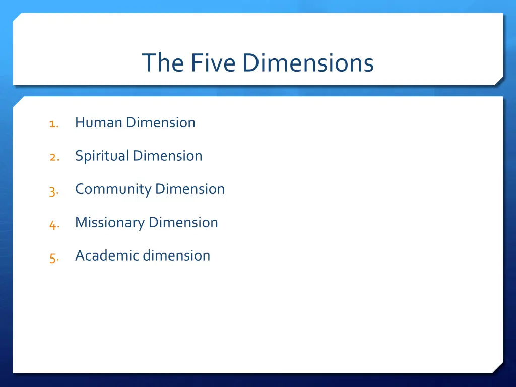 the five dimensions