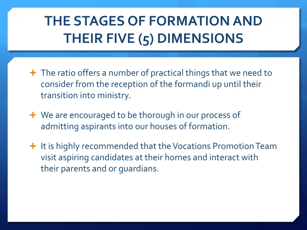 the stages of formation and their five