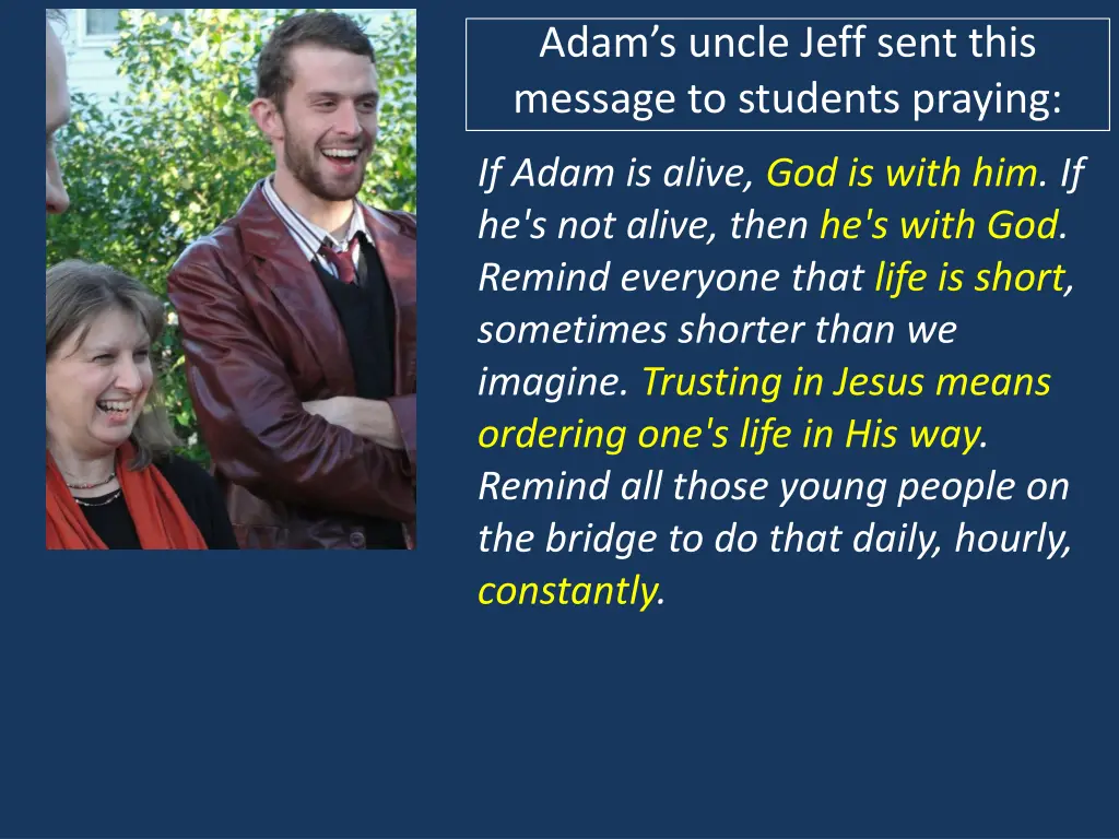 adam s uncle jeff sent this message to students