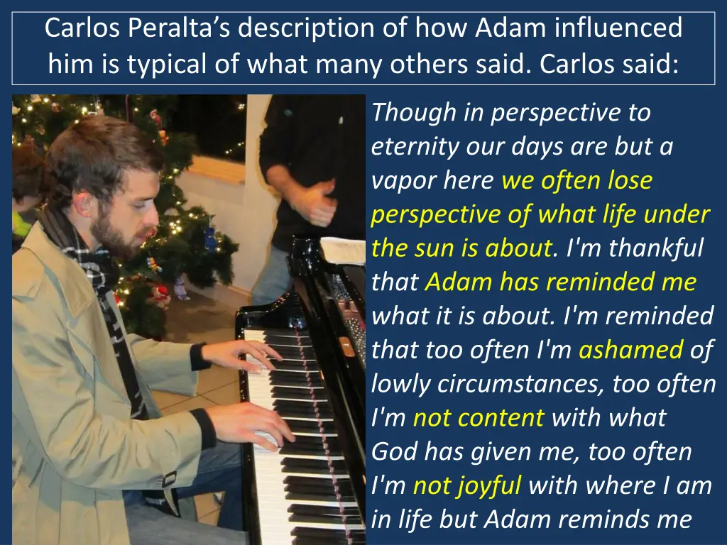 carlos peralta s description of how adam