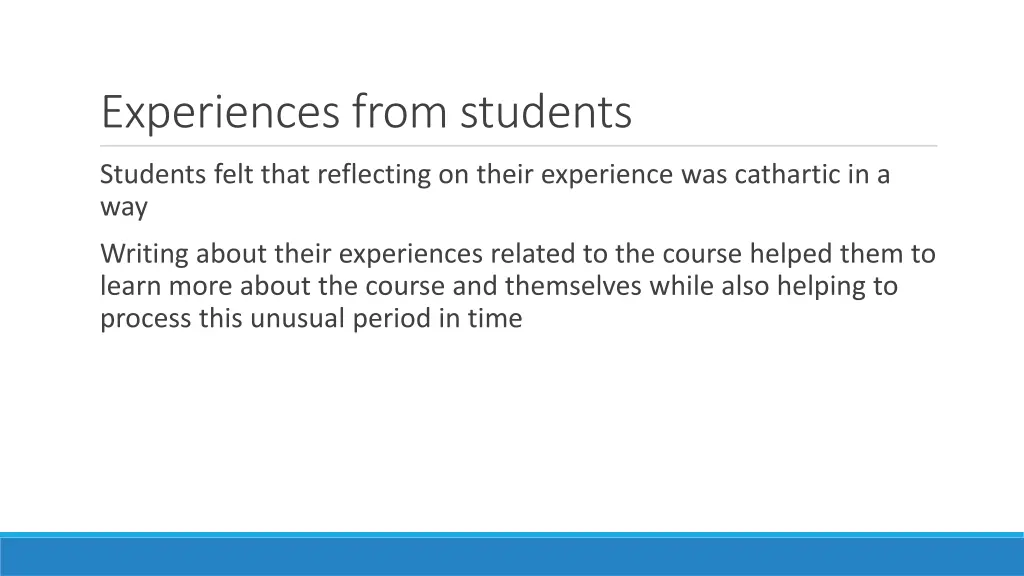 experiences from students