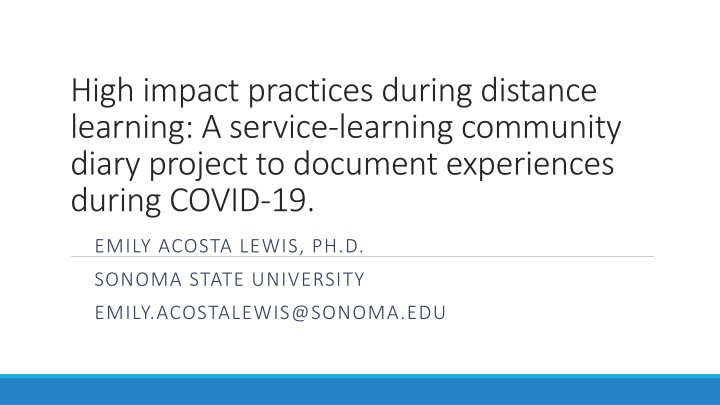 high impact practices during distance learning