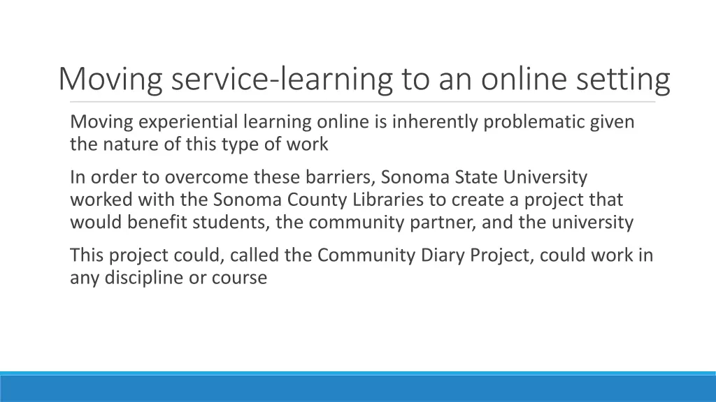 moving service learning to an online setting