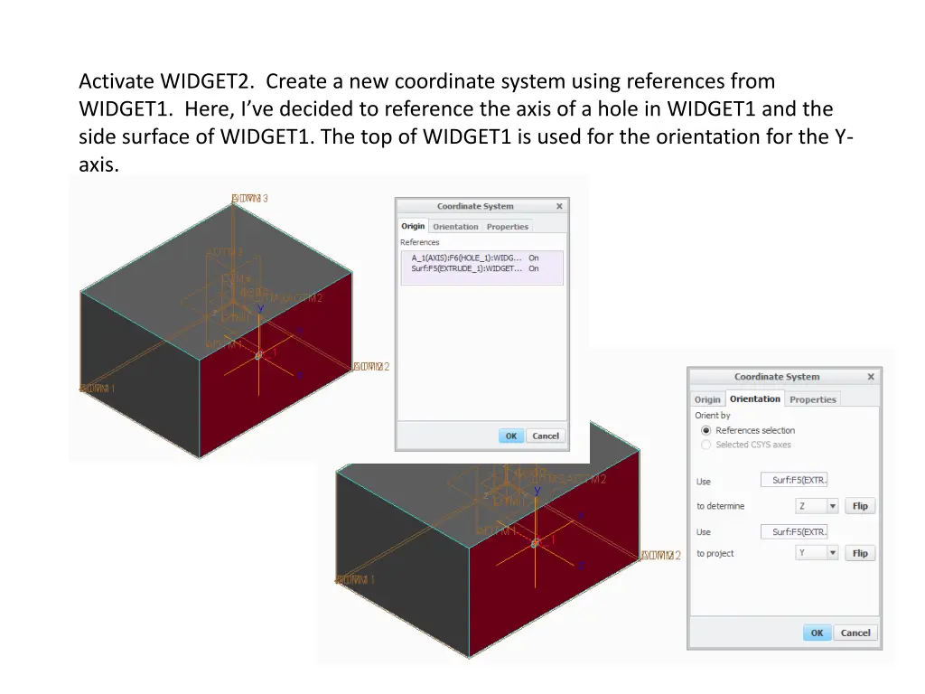 activate widget2 create a new coordinate system