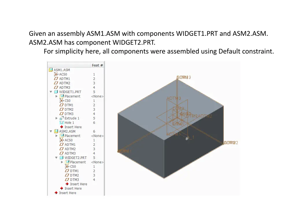 given an assembly asm1 asm with components