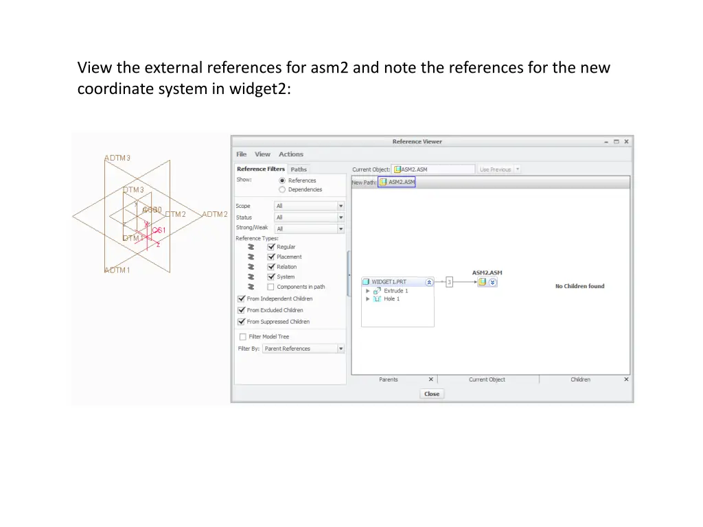 view the external references for asm2 and note