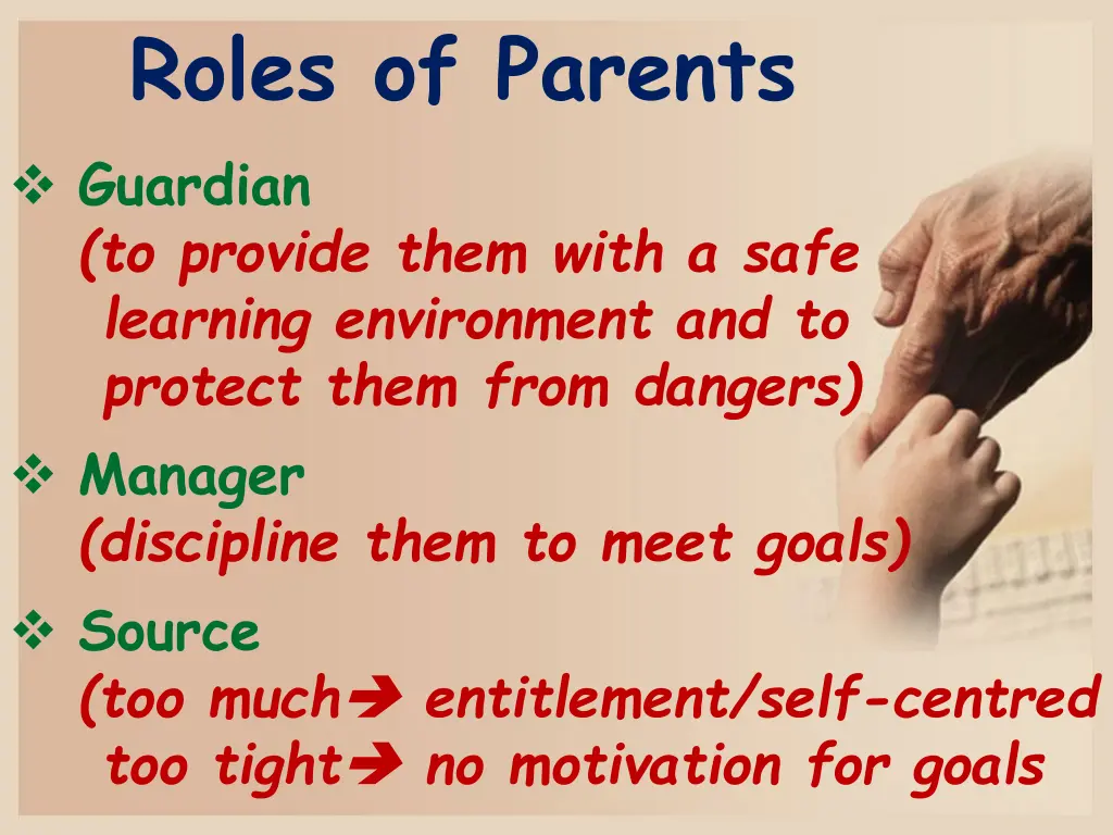 roles of parents guardian to provide them with